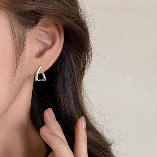 S925 Bạc Hình Học Vòng Bông Tai Đơn Giản Trang Sức Thời Trang Nữ Quà Tặng Học Sinh