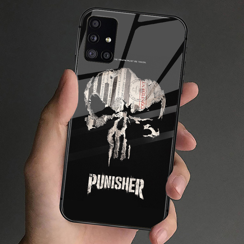 Ốp Điện Thoại Kính Cường Lực PUNISHER 01 Cho Samsung Galaxy S9 Plus S10 S10e S20 FE S20 Plus S21 S22 S23 S23 Ultra Note 9 10 Plus Note 20 Ultra Cover