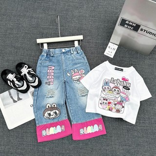 S277-[tomnaukid] Set áo thun phối quần jean dài cho bé gái size từ 8-30Kg