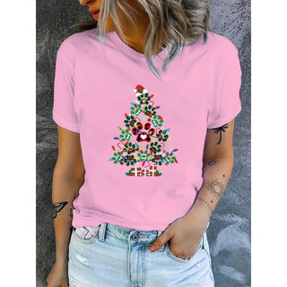 Ông Già Noel In Hình Nữ Áo Tay Ngắn Cổ Tròn Rời Tee Mùa Hè Đồ Họa Hàng Đầu Cho Nữ