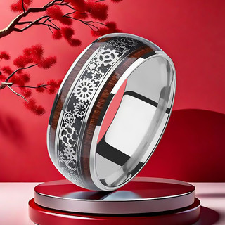 T Nhẫn Thép Titan Không Phai Màu Thời Trang Nam Hợp Thời Trang Độc Đáo Phong Cách Mỹ Giải Nén Xoay Bánh Răng Cao Cấp Mỡ Tay Plus Béo Plus Kích Thước 10.16