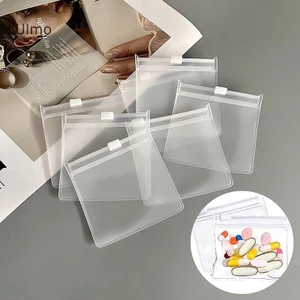 Luimo 1 / 5 / 10 chiếc Túi đựng thuốc Túi đựng thuốc có khóa kéo Túi đựng thuốc trong suốt có thể tái sử dụng Túi đựng thuốc du lịch tự niêm phong Lưu trữ SBS