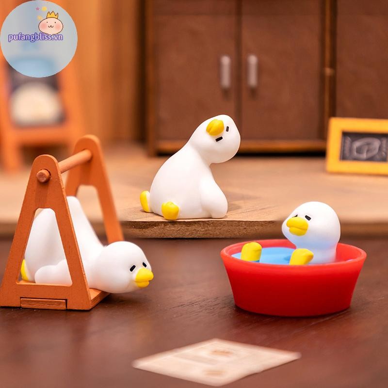 Pufangbliss Thu Nhỏ Các Bức Tượng Nhỏ Vịt Trắng Dễ Thương Động Vật Micro Phong Cảnh Đồ Trang Trí Để Bàn Làm Việc Nhà Phụ Kiện Làm Vườn VN