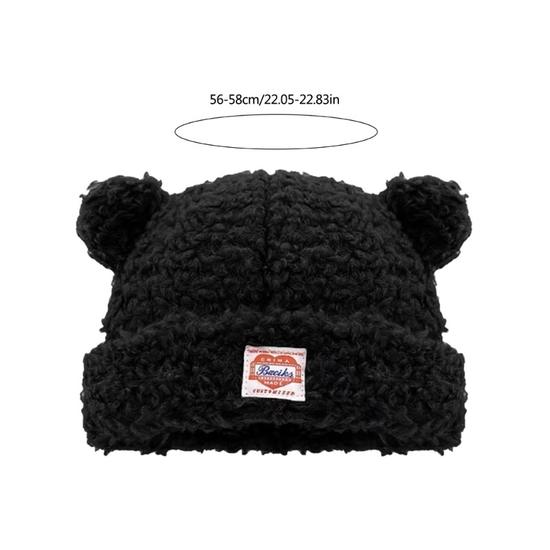 Dasbsug Thời Trang Gấu Tai Beanies Nón Cho Nhiều Đầu Kích Thước Mùa Đông Thu Áo Chui Đầu Lâu Nón Unisex Mũ Đội Đầu Cho Thường Ngày