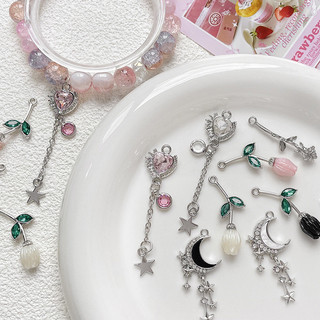 Hợp Kim Người Yêu Trái Tim Tua Rua Hoa Hồng Mặt Dây Chuyền diy Handmade Trang Sức Vòng Cổ Đính Hạt Phụ Kiện Chất Liệu