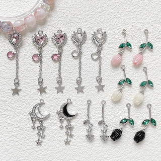 Hợp Kim Người Yêu Trái Tim Tua Rua Hoa Hồng Mặt Dây Chuyền diy Handmade Trang Sức Vòng Cổ Đính Hạt Phụ Kiện Chất Liệu