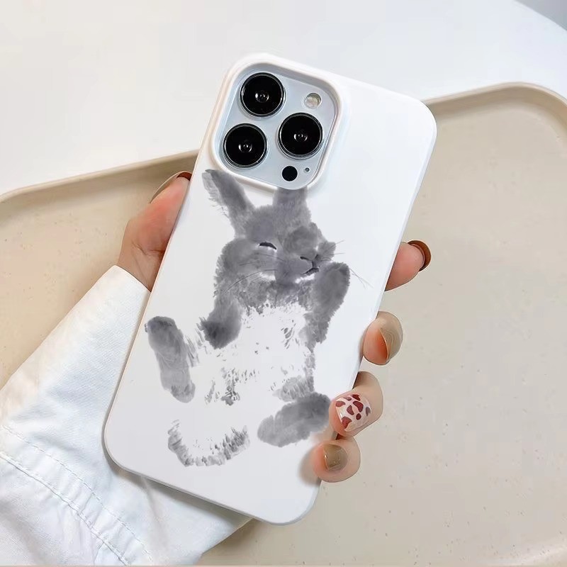 Mực Và Rửa Tranh Thỏ Thiết Kế Nghệ Thuật Ốp Lưng Điện Thoại Cho iPhone 16 15 Pro Max 11 12 13 14 Pro Plus 16E Silicon Mềm Chống Sốc Bảo Vệ