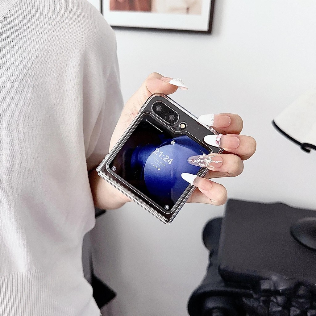 Ốp Điện Thoại Trong Suốt Cho Samsung Galaxy Z Flip 7 6 5 4 3 Vỏ Bảo Vệ Trong Suốt