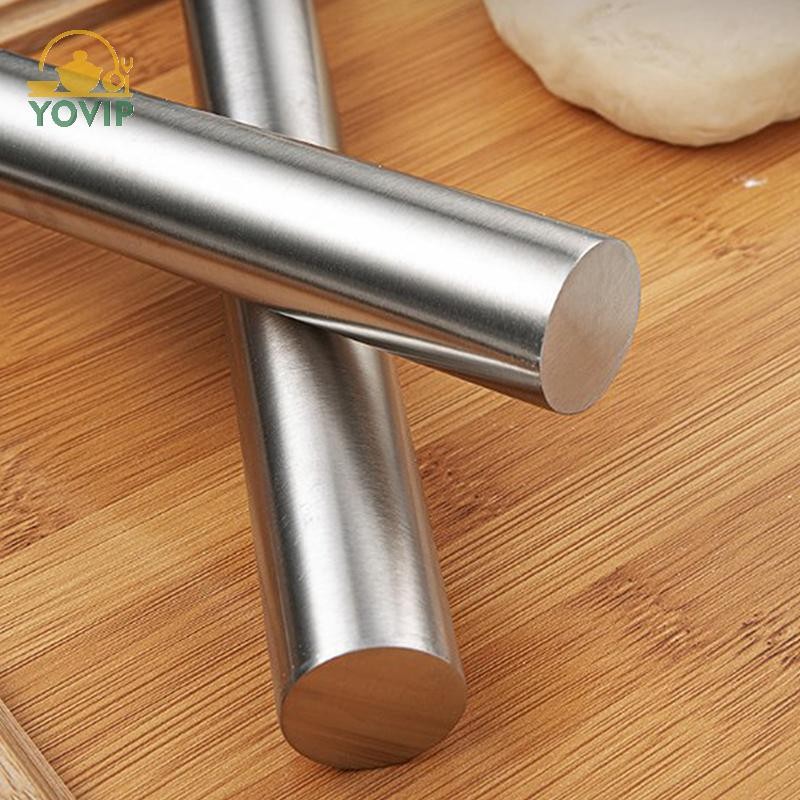 YOVIP Thép không gỉ Cán Pin Dụng Cụ Nhà Bếp Bột Con Lăn Nướng Bánh Pizza Mì Bánh Bao Làm Dụng Cụ Nướng Bánh Chống Dính VN