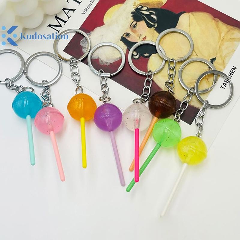Kudosation 1 Mô Phỏng Lollipop Móc Khóa Trong Suốt Dạ Quang Nhựa Phụ Kiện Túi Kẹo Đồ Trang Trí Quà Tặng Sáng Tạo Điểm