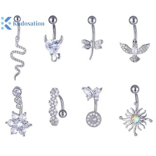 Kudosation Pha Lê Bụng Nút Nhẫn Hình Động Vật Bụng Xuyên Thép Không Gỉ Trái Tim Rốn Cong Barbell Nhẫn Rốn Nhẫn Trang Sức Cơ Thể Gợi Cảm