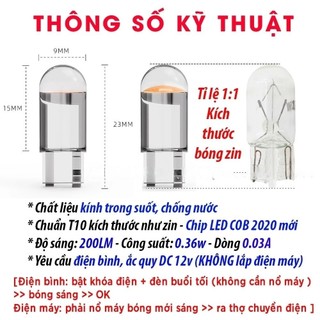 【MOTEX】Đèn LED COB T10 Siêu Sáng Lắp Xinhan, Báo Số, demi Ôtô, Xe Máy - Giá 1 Bóng