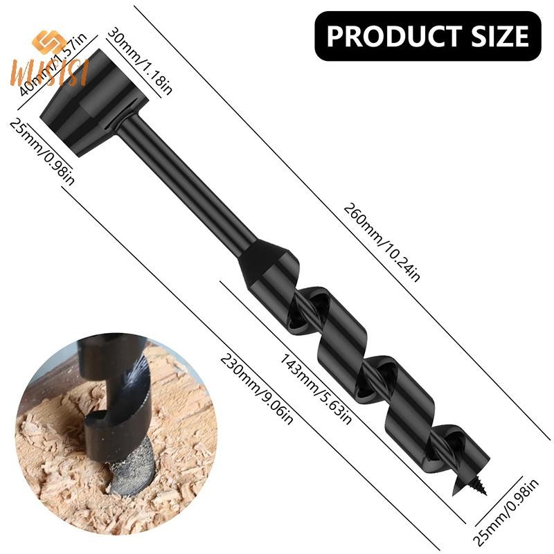 [WUSISI] Hướng dẫn sử dụng đục lỗ gỗ cầm tay Máy khoan Auger Bush-Craft Thép Carbon Di động Mũi sống sót Mũi khoan mở rộng ngoài trời MỚI