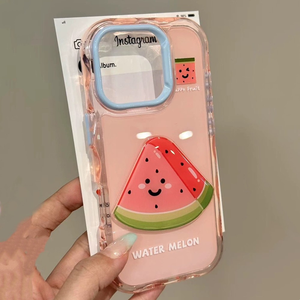 Ốp Điện Thoại Sóng Dây Xích Dưa Hấu 3D Cho iPhone 17 Pro Max 17 Air 16 Plus 15 14 13 12 11 Vỏ Bảo Vệ Chống Sốc