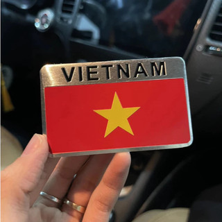 Tem nhôm cờ Việt Nam dán trang trí xe ô tô, xe máy, dán trang trí decor chất liệu hợp kim nhôm.