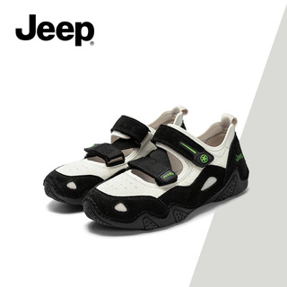 Giày thể thao nữ cổ điển Jeep - Đen trắng, thoáng khí, đa năng Giày thể thao Mary Janes thông thường