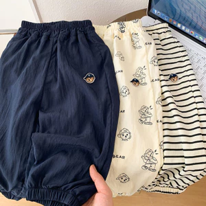 Mùa Hè Trẻ Em Sọc Chống Muỗi Quần Thời Trang Bé Trai Mỏng Phong Cách Thoáng Khí Quần Legging Thường Ngày Quần Bé Trai Bé Gái Rời