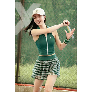 Set thể thao nữ Pompeche-áo bra khoa suốt lulu kết hơp Chân váy xoè tutu tập pickleball, tennis, gofl