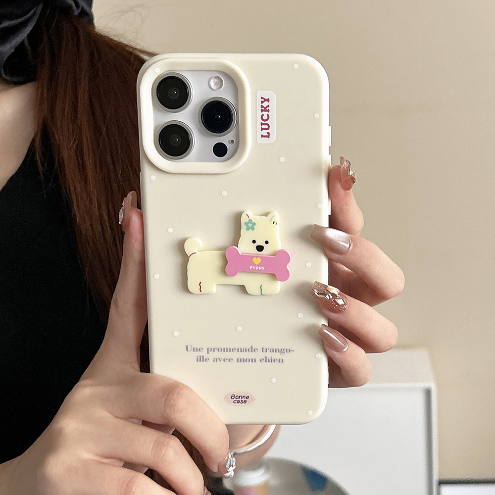 Ốp Điện Thoại Mềm 3D Dot Dog Cho iPhone 17 Pro Max 17 Air 16 Plus 15 14 13 12 11 Vỏ Bảo Vệ Chống Sốc