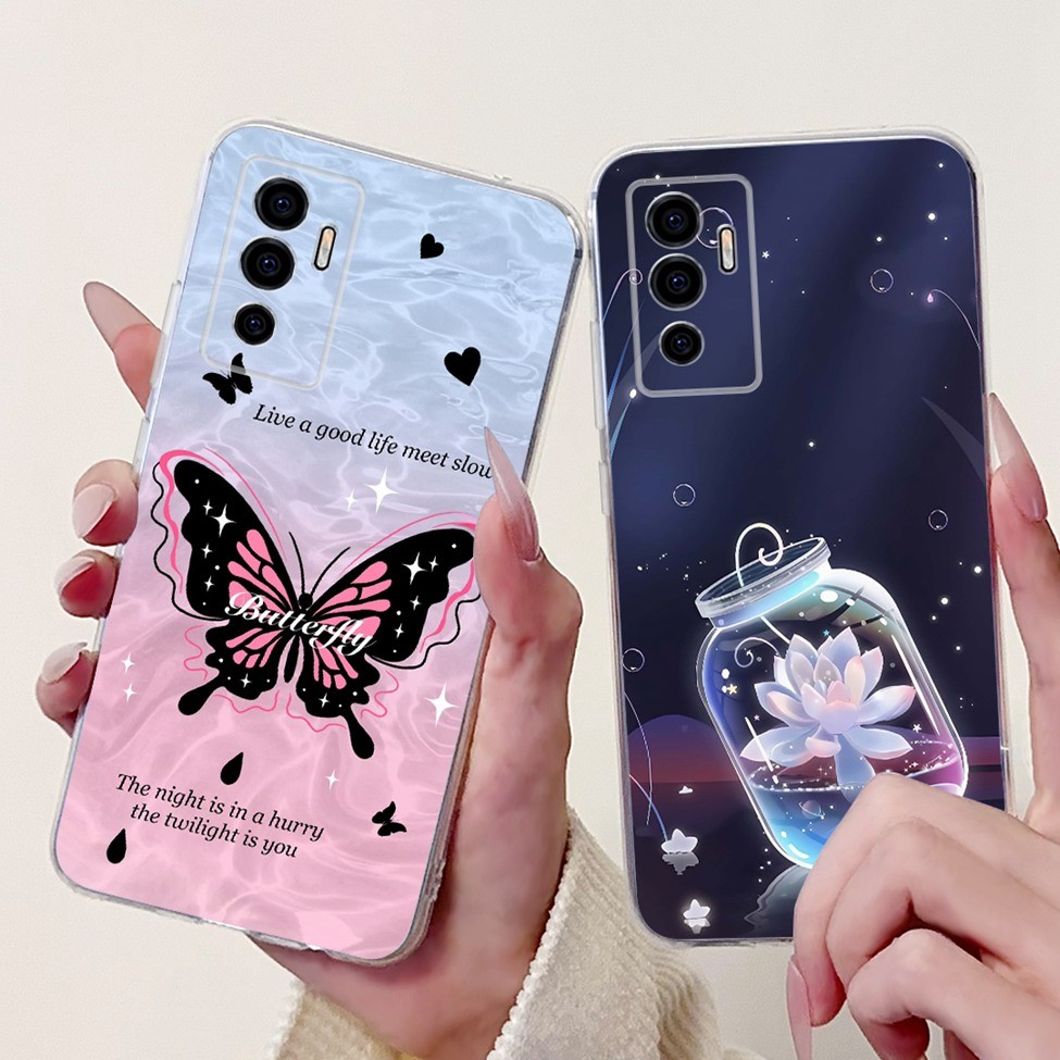 Vivo V23e Ốp Lưng Trong Suốt Thẩm Mỹ Mèo Dễ Thương Thời Trang Hoa Sơn Thoáng Mát Ốp Lưng TPU Mềm Vivo V23e Ốp lưng Sang Trọng