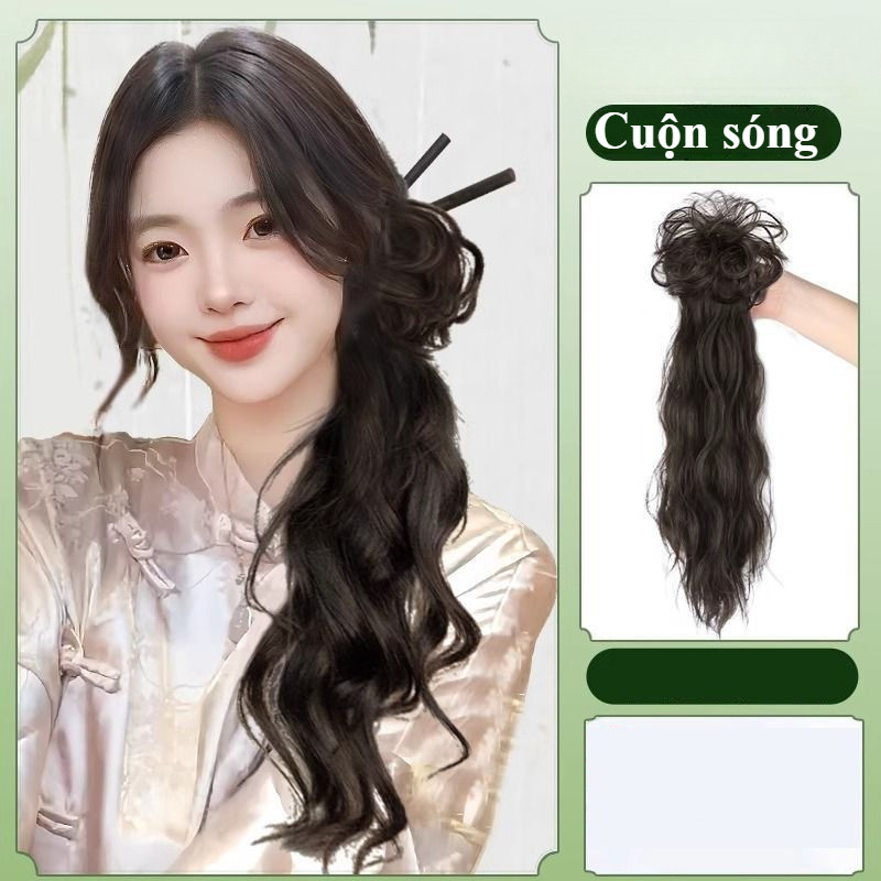 Tóc Giả Đuôi Ngựa Cổ Trang - Kẹp Tiện Lợi, Dài Xoăn, Tóc Bóng Đẹp, Bật Nét Quyến Rũ