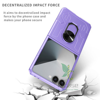 Mecha Armors Giá đỡ nhẫn xoay được Vỏ bọc Samsung Galaxy Z Flip 7 6 5 4 3 2 Vỏ PC mờ
