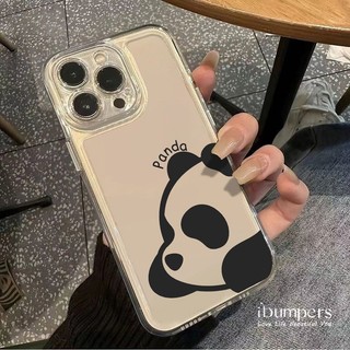 ibumpers Ốp Điện Thoại iPhone Đơn Giản Phong Cách Họa Tiết Gấu Trúc Ốp Lưng Trong Suốt Chống Sốc Cho IPhone 16 15 14 12 13 11 Pro Max IP 7 8 Plus X XS XR