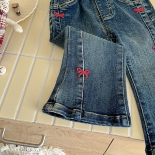 Quần Jean Bé Gái Phong Cách Mới Thời Trang Nơ Bé Hàn Quốc Thường Ngày Trẻ Em Quần Denim loe