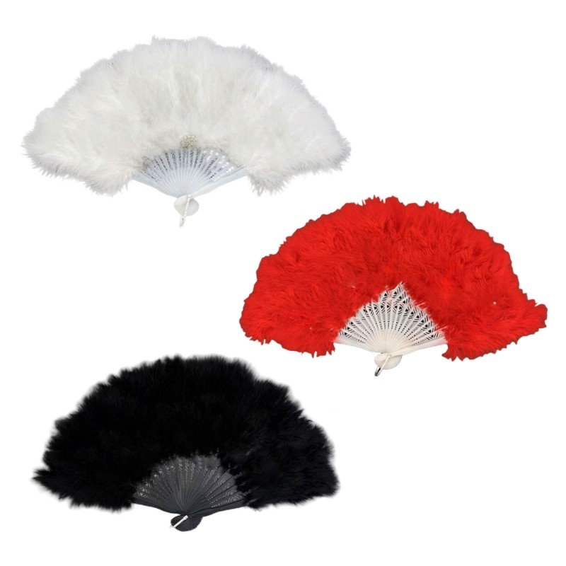 Wellb Wedding Essential 21 Feather Phụ kiện có thể gập lại Quạt lông cô dâu Hoàn hảo để chụp ảnh và khách mời