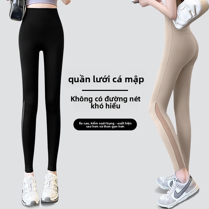 Quần legging nữ bó cao cấp nâng mông không đường viền, quần sharktek lưới mát lạnh mặc ngoài siêu đẹp, tạo dáng thon gọn eo bụng