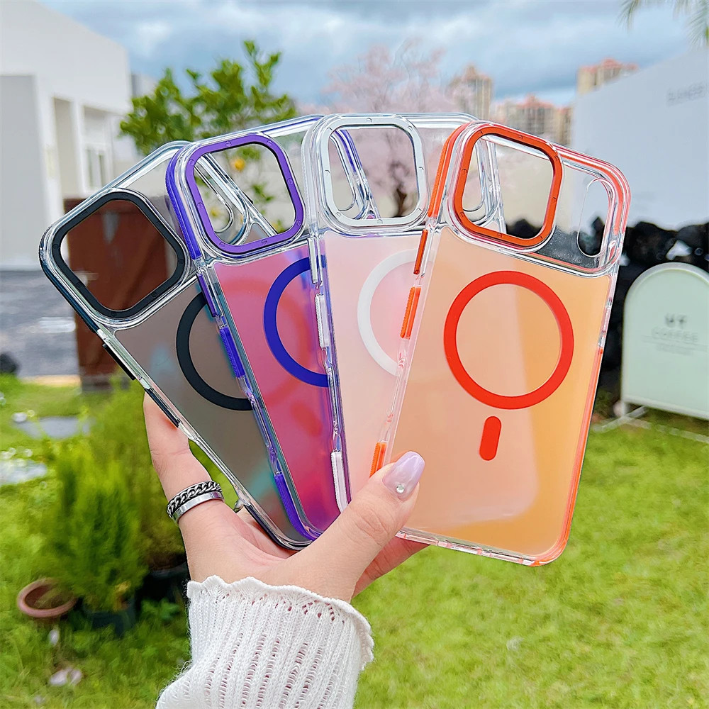Ốp Điện Thoại Từ Tính Chuyển Đổi Ống Kính Kim Loại Cho iPhone 17 Air 16 13 Pro Max 12 11 14 Plus 16E Ốp Lưng Trong Suốt Nhiều Màu Sắc