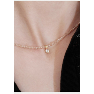 Vòng cổ ngắn nữ mặt dây chuyền vàng champagne pha lê moissanite, thiết kế sang trọng và không phai màu