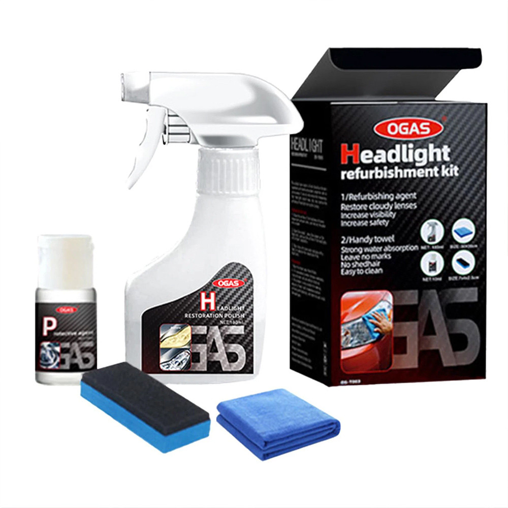 OGAS Pemulihan Lampu Headlight refurbishment kit+Coating Headlamp Pembersih & Pengilat Lampu