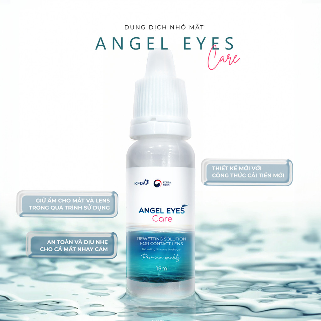 [HÀNG MỚI VỀ] Nước nhỏ mắt lens Angel Eyes Care 15ml cao cấp cho mắt nhạy cảm (Dung dịch nhỏ mắt cho kính áp tròng )