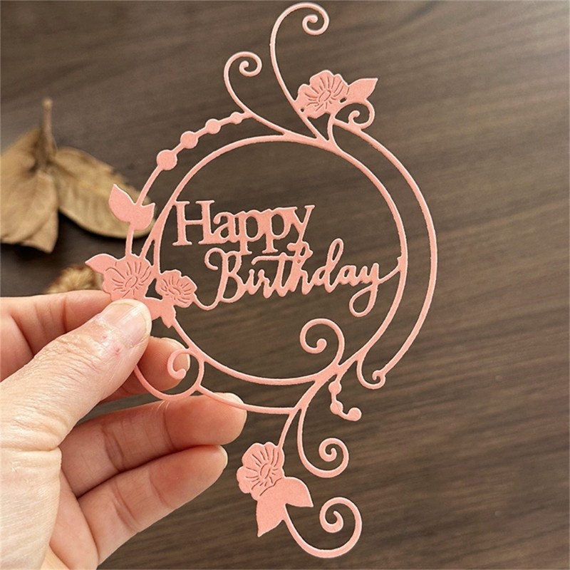 SA Chúc Mừng Sinh Nhật Chết Cắt Stencils Vòng Hoa Sinh Nhật Thép Carbon Cắt Chết Thêu Sò Dập Nổi Dụng Cụ Làm Thẻ