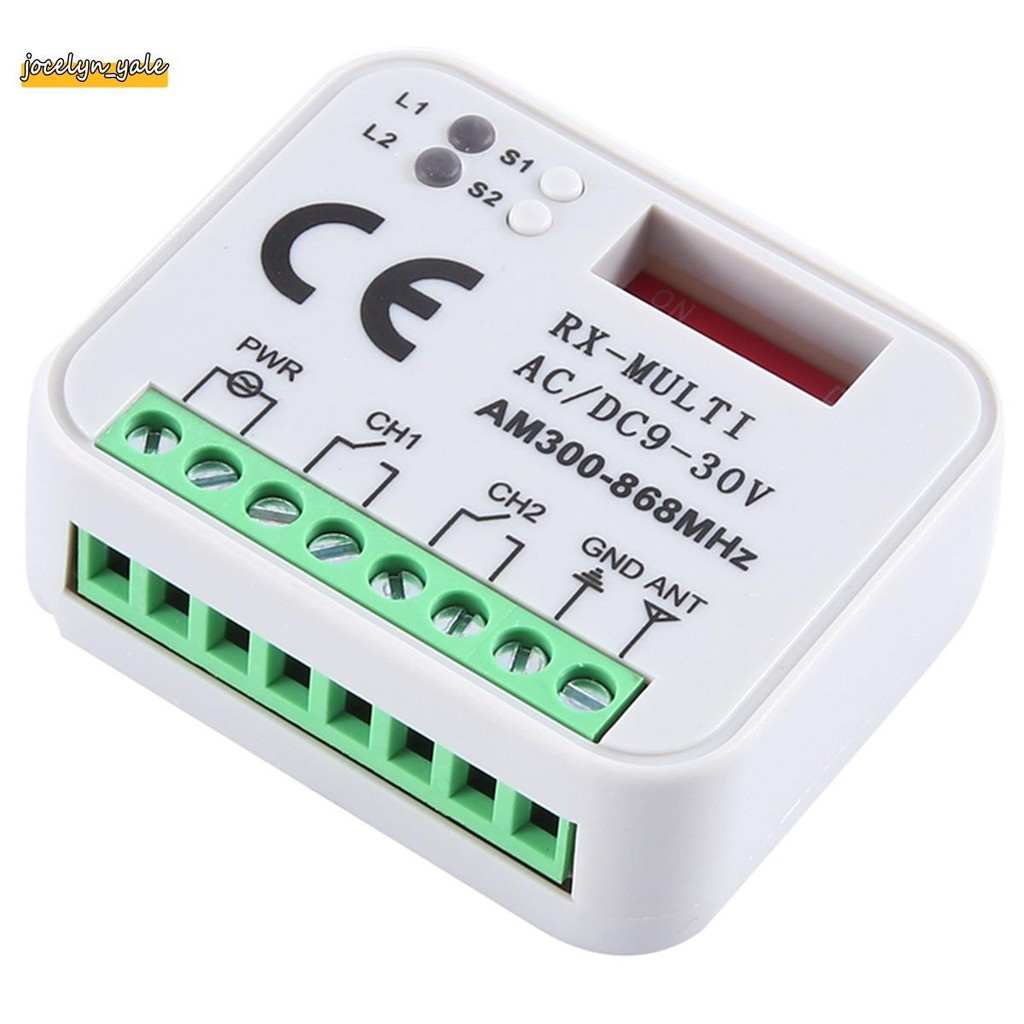 Tần số đa năng 300-868 MHz Bộ thu 2CH 12V 24V Mô-đun rơle Cửa nhà để xe Điều khiển từ xa 433.92 MHz 868 MHz Bộ thu cửa nhà để xe
