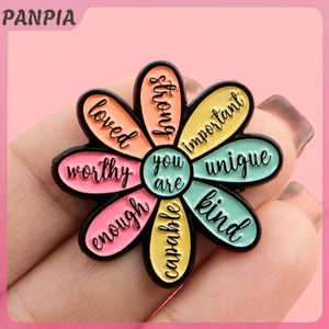 PANPIA-Tạo Ý Trích Dẫn Men Pin Động Lực Hoa Thổ Cẩm Thông Ve Áo Chân Nhắc Nhở Huy Hiệu Quần Áo Phụ Kiện Trang Sức Quà Tặng
