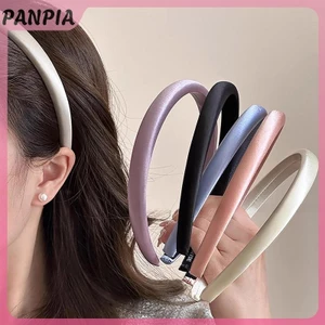 PANPIA-Vintage Màu Kem Băng Đô Quấn Tóc Lụa Satin Mũ Đội Đầu Cho Nữ Bé Gái Thời Trang Tóc Vòng Đầu Phụ Kiện Tóc