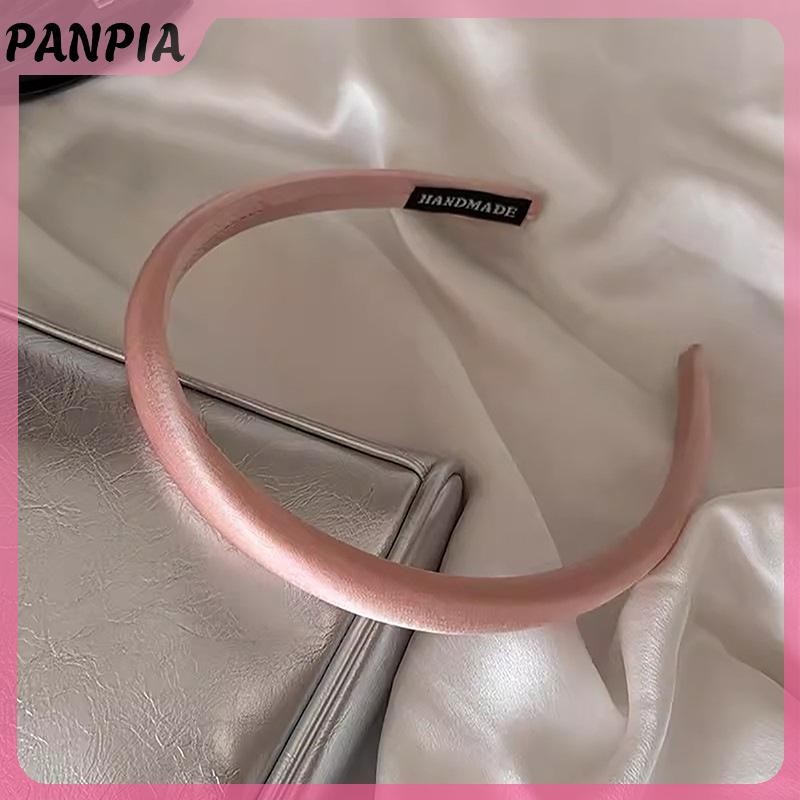 PANPIA-Vintage Màu Kem Băng Đô Quấn Tóc Lụa Satin Mũ Đội Đầu Cho Nữ Bé Gái Thời Trang Tóc Vòng Đầu Phụ Kiện Tóc