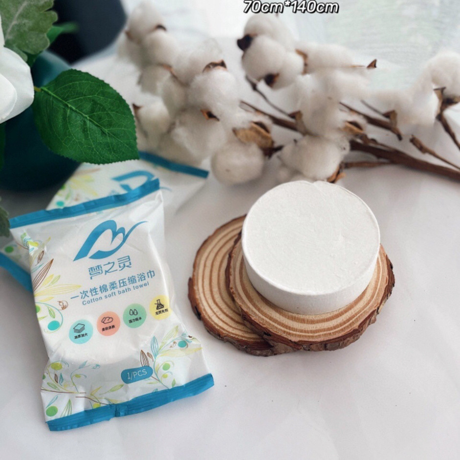 Khăn Tắm Nén Du Lịch, Khăn Cotton Dạng Nén Tiện Lợi, Khử Trùng Đảm Bảo Vệ Sinh Khi Đi Dã Ngoại