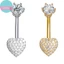 Sund Thời Trang Lấp Lánh Zircon Bụng Nút Nhẫn Trái Tim Rốn Xuyên Nhẫn Nữ Cơ Thể Phụ Kiện Trang Sức VN