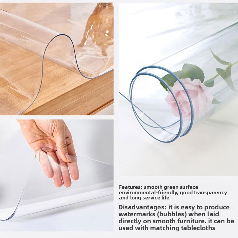 PVC Dày Khăn Trải Bàn Chống Thấm Nước Chống Dầu Dùng Một Lần Chống Cháy Bàn Cà Phê Tivi Bàn Ăn Thảm Trong Suốt Kính Mềm Pha Lê Tấm Thảm