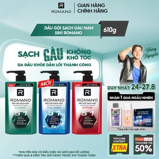 Dầu gội nam sạch gàu 5in1 Romano hương nước hoa Classic/ Force/ Attitude 610g / 650g - 3 mùi hương có sẵn
