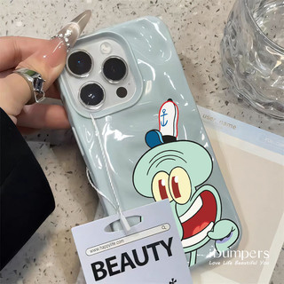 ibumpers Ốp Điện Thoại iPhone SpongeBob SquarePants Squidward Họa Tiết Hoạt Hình Cho IPhone 11 12 13 14 15 16 Pro Max Ốp Lưng Thiên Thạch Màu Kẹo Silicon Mềm Chống Sốc
