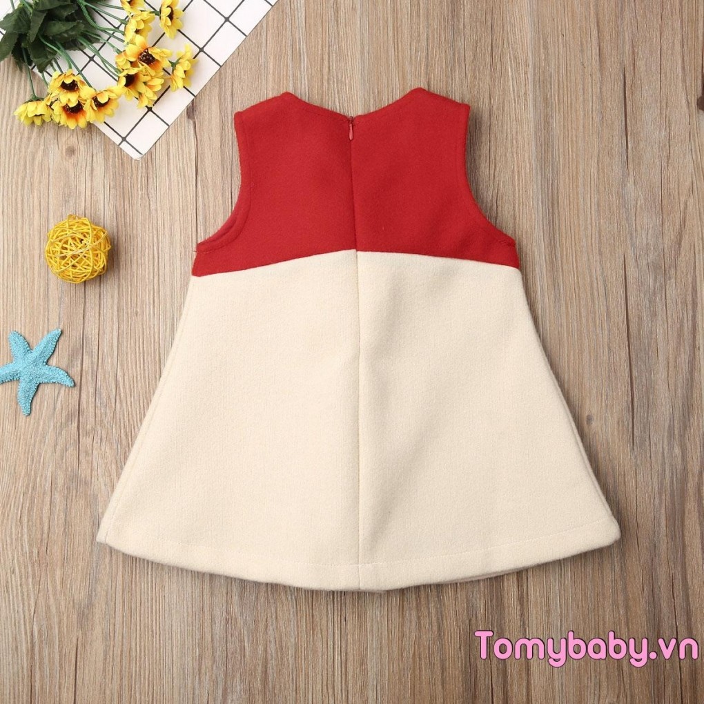 Trẻ Em Bé Gái Trang Phục Giáng Sinh Không Tay Hoạt Hình Nai Sừng Tấm In Áo Vest Lưng Dây Kéo Đóng Cửa Áo
