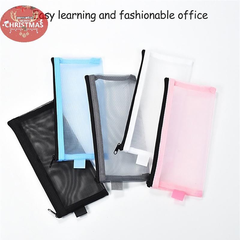 XUAN 1 Cái Trong Suốt Lưới Bút Chì Túi Đựng Bút Đơn Giản Di Động Văn Phòng Sinh Viên Hộp Đựng Đồ Dùng Học Tập Hộp Bút Hóa Đơn Túi Bảo Quản Du Lịch Phụ Kiện Hành Lý VN