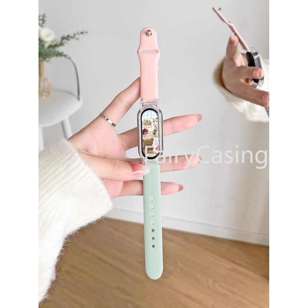 Dây đeo silicon mềm cho Xiaomi Mi Band 9 8 7 NFC Dây đeo đồng hồ cho Mi Band 5 / 6 / 4 / 3 Vòng đeo tay thể thao thời trang Miband Phụ kiện đồng hồ thông minh