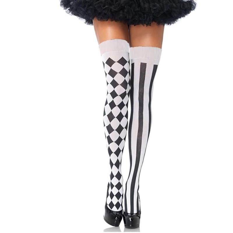 Fl Halloween Chú Hề Vớ Sọc In Trên Đầu Gối Tất Dài Cho Tiệc Cosplay