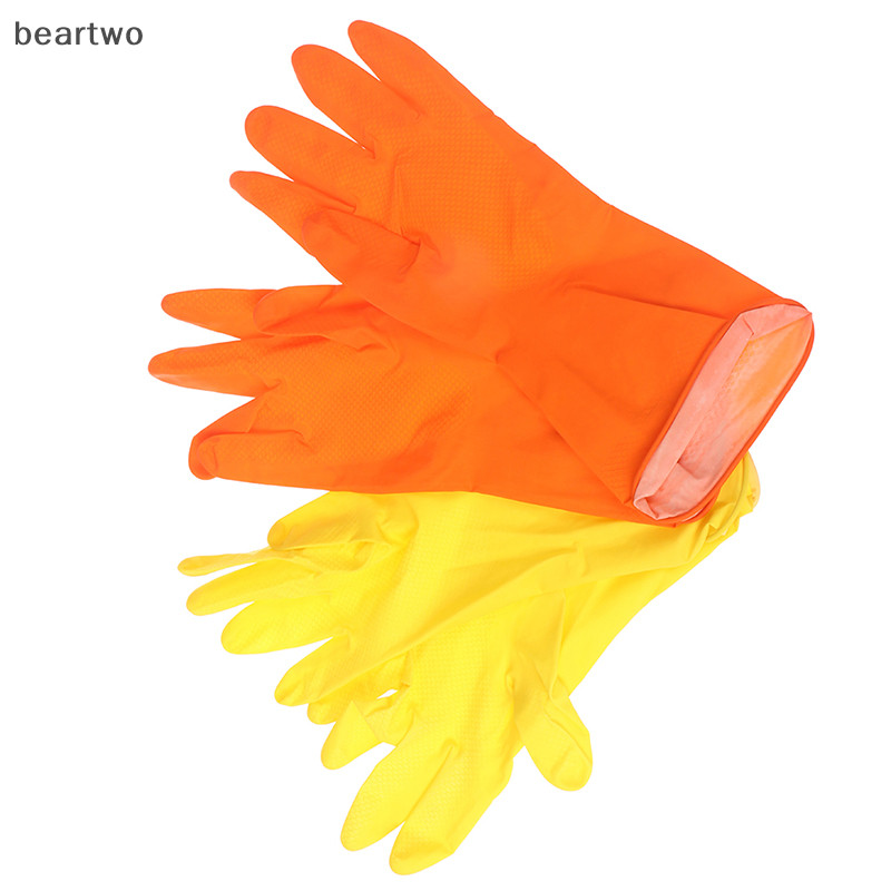 < Beartwo > Găng tay rửa bát nhà bếp Vệ sinh nhà cửa Găng tay giặt cao su chống thấm nước Dài Đẹp