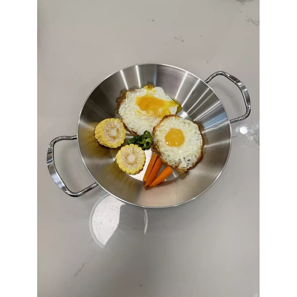 Chảo Inox Ốp La Có Quai, Chảo Đúc Cao Cấp Dùng Bếp Từ Chockmen 20cm CKM66  24cm CKM67